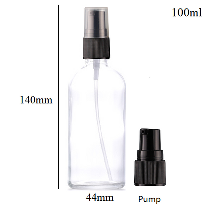 5ml-100ml Glass Round Bottle With Black Plastic Sprayer / Pump