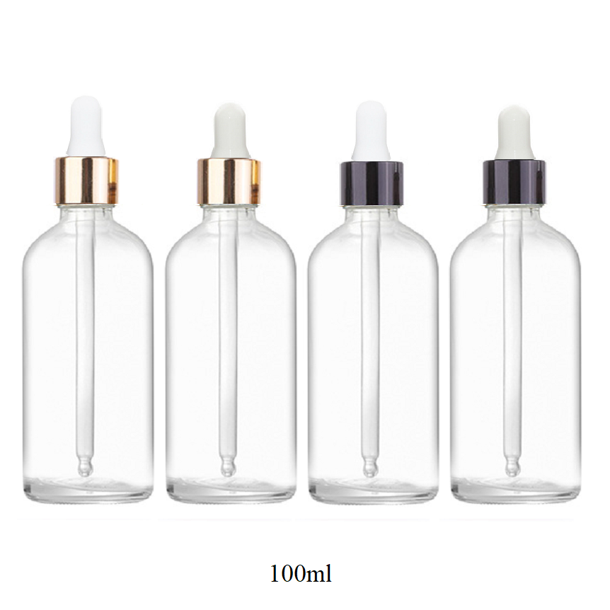 5ml-100ml Glass Round Bottle With Black Aluminum Ring Dropper