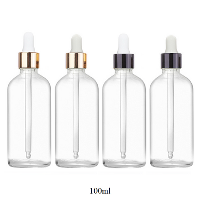 5ml-100ml Glass Round Bottle With Black Aluminum Ring Dropper