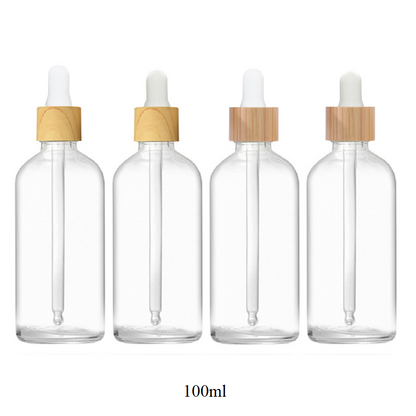 5ml-100ml Glass Round Bottle With Wood Grain/ Bamboo Ring Dropper