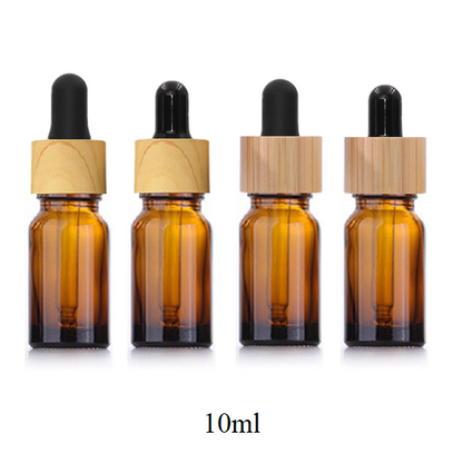 10ml Glass Round Bottle With Bamboo/Wood Grain Ring Dropper