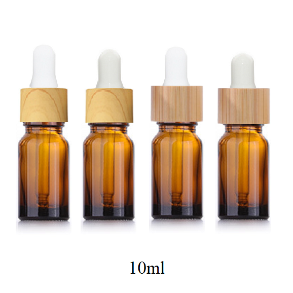 5ml-100ml Glass Round Bottle With Wood Grain/ Bamboo Ring Dropper