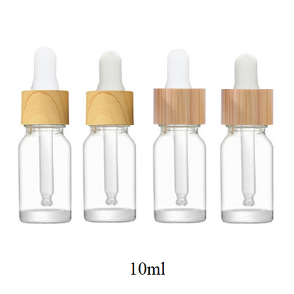 5ml-100ml Glass Round Bottle With Wood Grain/ Bamboo Ring Dropper