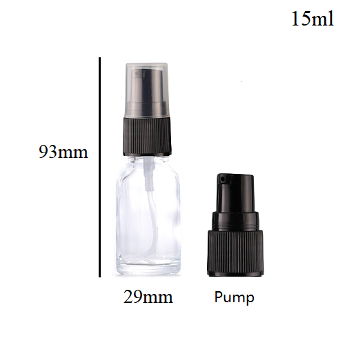 5ml-100ml Glass Round Bottle With Black Plastic Sprayer / Pump