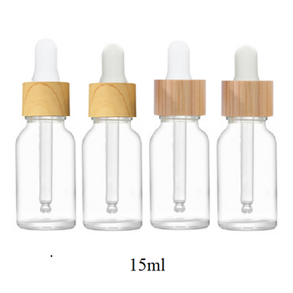 5ml-100ml Glass Round Bottle With Wood Grain/ Bamboo Ring Dropper