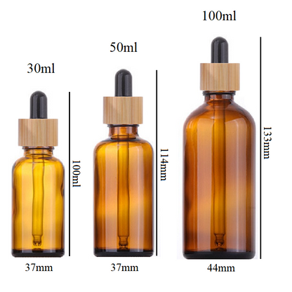 5ml-100ml Glass Round Bottle With Wood Grain/ Bamboo Ring Dropper