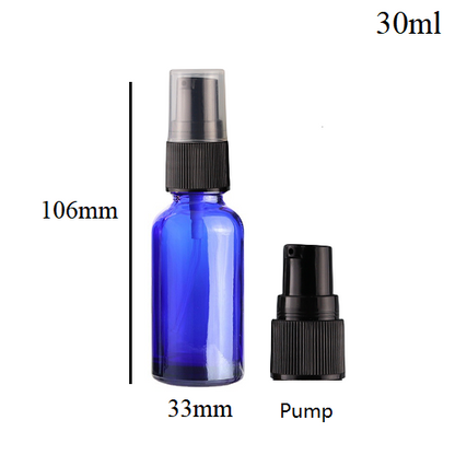 5ml-100ml Glass Round Bottle With Black Plastic Sprayer / Pump