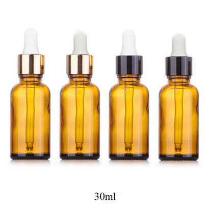 5ml-100ml Glass Round Bottle With Black Aluminum Ring Dropper