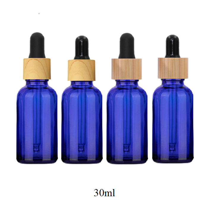 30ml Glass Round Bottle With Bamboo/Wood Grain Ring Dropper