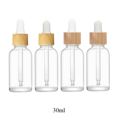 5ml-100ml Glass Round Bottle With Wood Grain/ Bamboo Ring Dropper