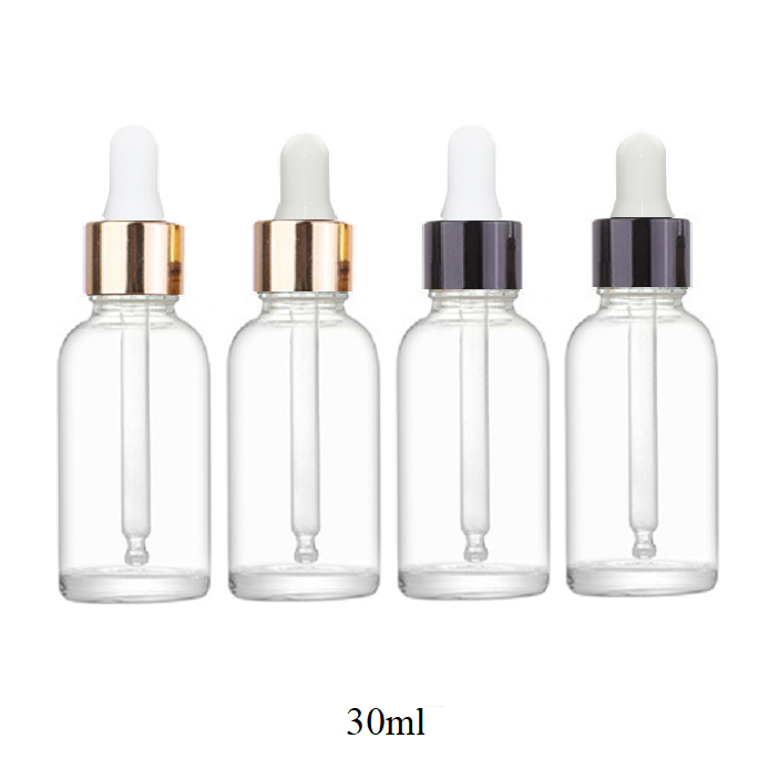 5ml-100ml Glass Round Bottle With Black Aluminum Ring Dropper