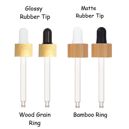 5ml Glass Round Bottle With Bamboo/Wood Grain Ring Dropper