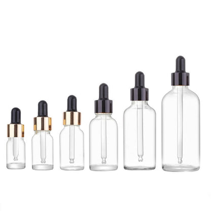 5ml-100ml Glass Round Bottle With Black Aluminum Ring Dropper