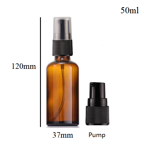 5ml-100ml Glass Round Bottle With Black Plastic Sprayer / Pump