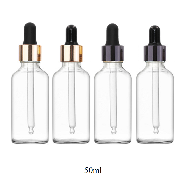 50ml Glass Round Bottle With Aluminum Ring Dropper