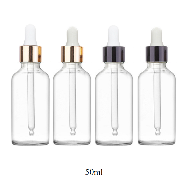 5ml-100ml Glass Round Bottle With Black Aluminum Ring Dropper