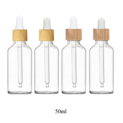 5ml-100ml Glass Round Bottle With Wood Grain/ Bamboo Ring Dropper