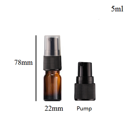 5ml-100ml Glass Round Bottle With Black Plastic Sprayer / Pump