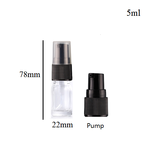 5ml-100ml Glass Round Bottle With Black Plastic Sprayer / Pump