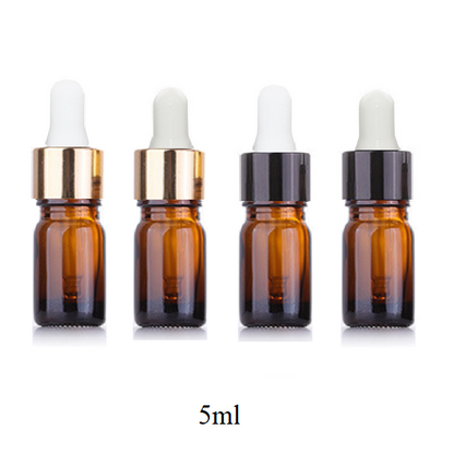 5ml-100ml Glass Round Bottle With Black Aluminum Ring Dropper