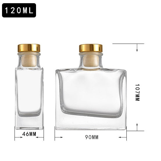 120ml Flat Square Glass Reed Diffuser Bottle