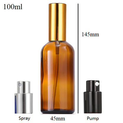 5ml-100ml Glass Round Bottle With Aluminum Sprayer / Pump