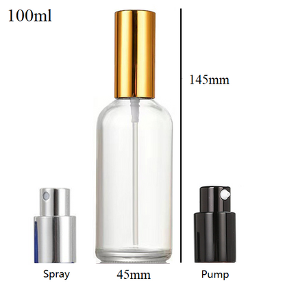 5ml-100ml Glass Round Bottle With Aluminum Sprayer / Pump