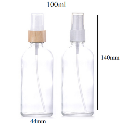 5ml-100ml Glass Round Bottle With Bamboo White Plastic Sprayer