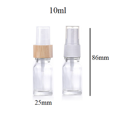 5ml-100ml Glass Round Bottle With Bamboo White Plastic Sprayer