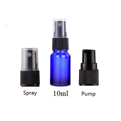 5ml-100ml Glass Round Bottle With Black Plastic Sprayer / Pump