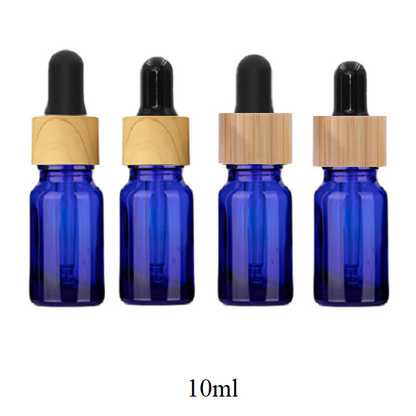 10ml Glass Round Bottle With Bamboo/Wood Grain Ring Dropper