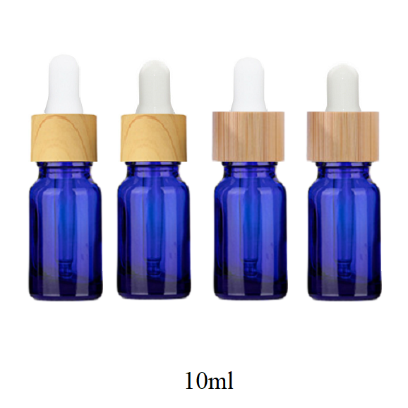 10ml Glass Round Bottle With Bamboo/Wood Grain Ring Dropper