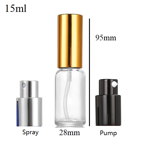 5ml-100ml Glass Round Bottle With Aluminum Sprayer / Pump