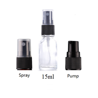 5ml-100ml Glass Round Bottle With Black Plastic Sprayer / Pump