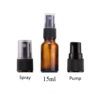 5ml-100ml Glass Round Bottle With Black Plastic Sprayer / Pump