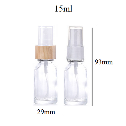 5ml-100ml Glass Round Bottle With Bamboo White Plastic Sprayer