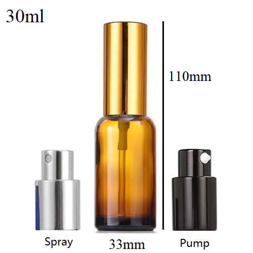 5ml-100ml Glass Round Bottle With Aluminum Sprayer / Pump