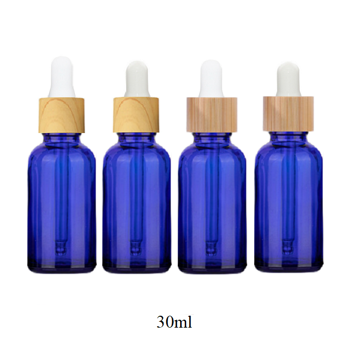 30ml Glass Round Bottle With Bamboo/Wood Grain Ring Dropper