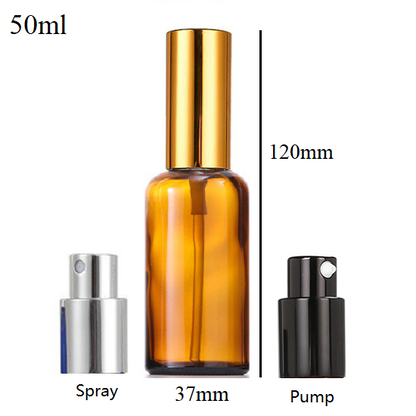 5ml-100ml Glass Round Bottle With Aluminum Sprayer / Pump