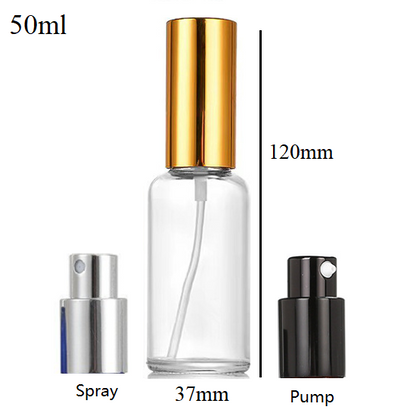 5ml-100ml Glass Round Bottle With Aluminum Sprayer / Pump