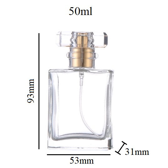 30ml 50ml Glass Square Cologne Perfume Bottle (Screw On)