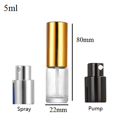 5ml-100ml Glass Round Bottle With Aluminum Sprayer / Pump