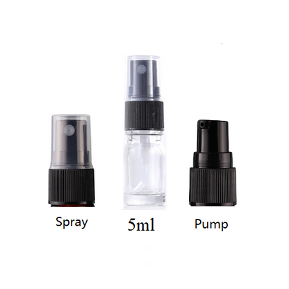 5ml-100ml Glass Round Bottle With Black Plastic Sprayer / Pump