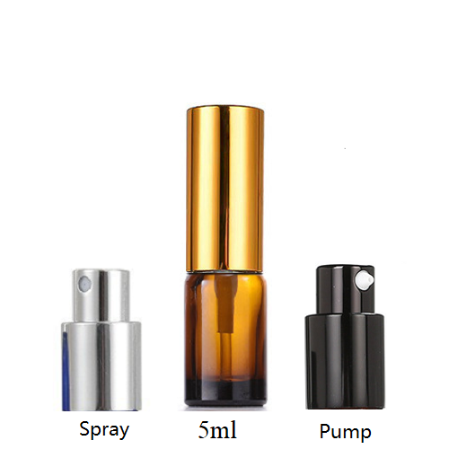 5ml-100ml Glass Round Bottle With Aluminum Sprayer / Pump