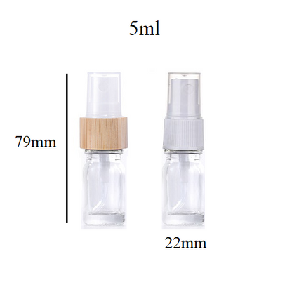 5ml-100ml Glass Round Bottle With Bamboo White Plastic Sprayer